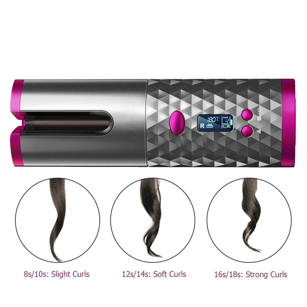Lumixa automatic hair curler - grey and pink device
